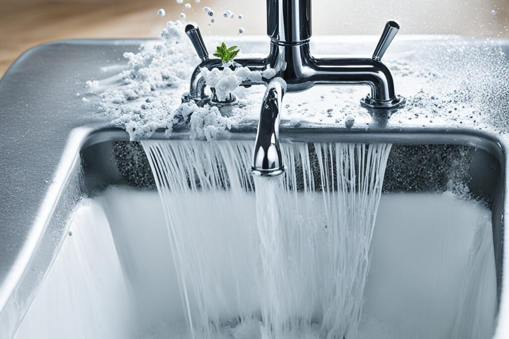 Desobstrução de pias com água quente e detergente