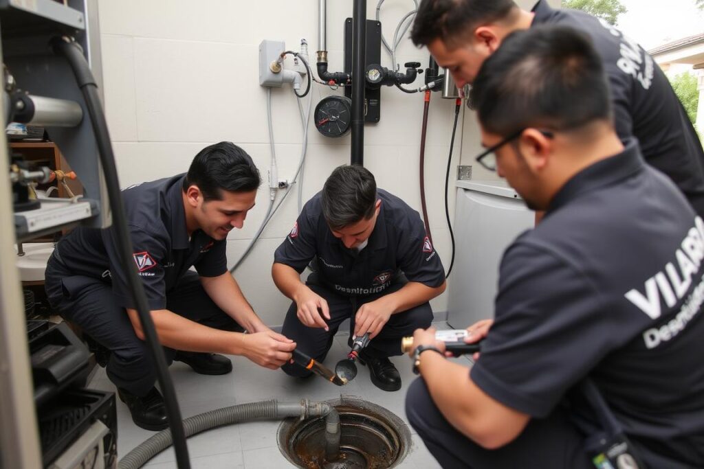 Equipe especializada em desentupimento