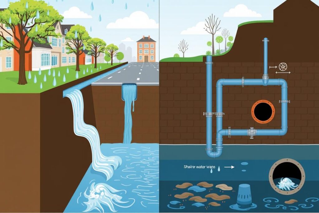 Diferença entre rede pluvial e rede de esgoto Diferença entre rede pluvial e rede de esgoto