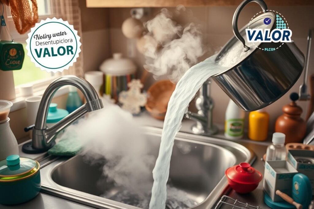 Método da água fervente para desobstruir encanamento Método da água fervente para desobstruir encanamento