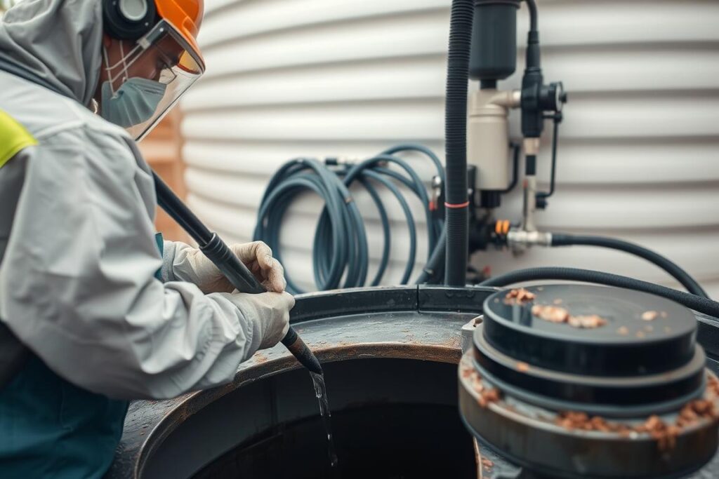 empresa especializada em limpeza de caixa d'água realizando processo profissional empresa especializada em limpeza de caixa d'água realizando processo profissional